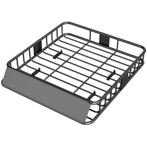 Baca universal con parabrisas, portaequipajes de acero, portaequipajes para coche con capacidad de carga de hasta 90,7 kg, baca para SUV y camionetas, 110,5 x 99,5 x 18,5 cm, negra