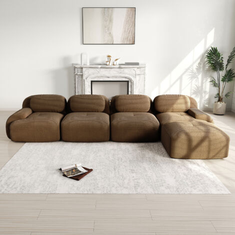 Canapé angle modulaire sans montage marron OKMYHOME (1/5)