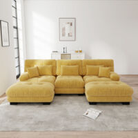 Canapé modulable canapé angle jaune chenille OKMYHOME
