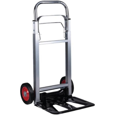 [JAMAIS UTILISE] Kinzo Trolley pliable - Aluminium - jusqu'à 90 Kilo - Pliable - Chariot de transport - Déménagement, Camping, Vacances - Noir/Argent (1/5)