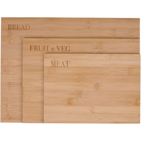 Lot de 3 planches à découper en bois de bambou, planche à découper de cuisine rectangulaire de trois tailles (1/5)