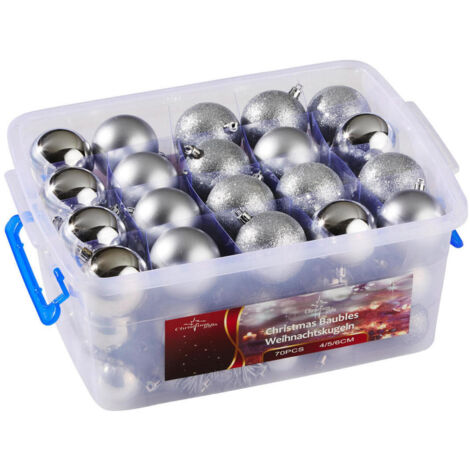 Lot de 70 boules de Noël couleur argenté (1/5)