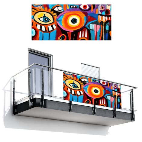 SCHERMO PER LA PRIVACY DEL BALCONE Astratto - Volto - Colorato 200x90 cm