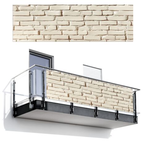 SCHERMO PER LA PRIVACY DEL BALCONE Mattoni - Parete - Luce - Bianco 300x95 cm