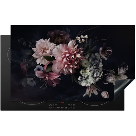PROTEZIONE PER PIANO COTTURA A INDUZIONE Fiori - Vintage - Pastello - Rosa - Bianco 83x51