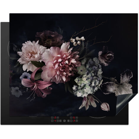 PROTEZIONE PER PIANO COTTURA A INDUZIONE Fiori - Vintage - Pastello - Rosa - Bianco 65x52