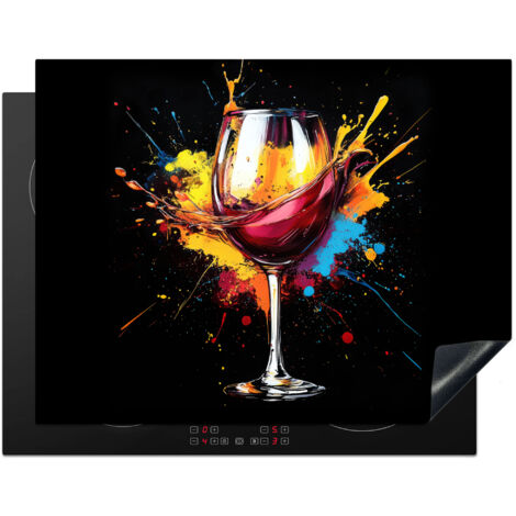 PROTEZIONE PER PIANO COTTURA A INDUZIONE Vino - Bicchiere - Graffiti - Bevanda - Rosso - Vernice 77x59