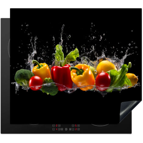 PROTEZIONE PER PIANO COTTURA A INDUZIONE Peperone - Acqua - Vegetale - Nero 59x51