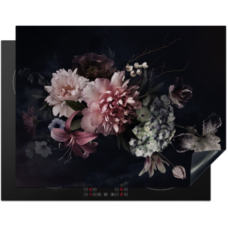 PROTEZIONE PER PIANO COTTURA A INDUZIONE Fiori - Vintage - Pastello - Rosa - Bianco 77x59
