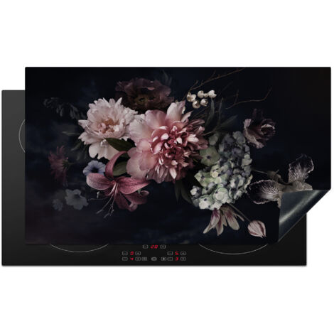 PROTEZIONE PER PIANO COTTURA A INDUZIONE Fiori - Vintage - Pastello - Rosa - Bianco 91.2x52