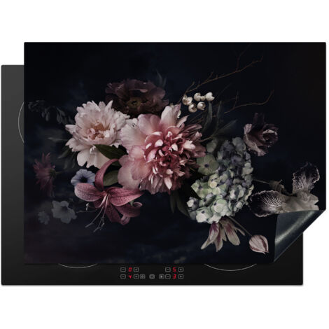PROTEZIONE PER PIANO COTTURA A INDUZIONE Fiori - Vintage - Pastello - Rosa - Bianco 70x52