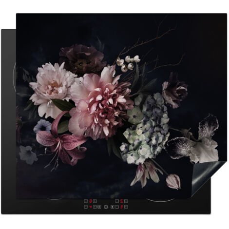 PROTEZIONE PER PIANO COTTURA A INDUZIONE Fiori - Vintage - Pastello - Rosa - Bianco 57.6x51.6