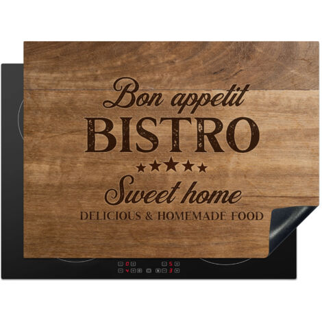 PROTEZIONE PER PIANO COTTURA A INDUZIONE Citazione - Bistrot - Buon appetito - Casa dolce casa - Struttura in legno 70x52