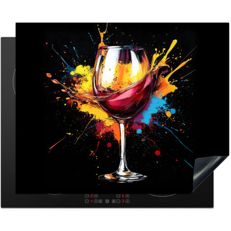 PROTEZIONE PER PIANO COTTURA A INDUZIONE Vino - Bicchiere - Graffiti - Bevanda - Rosso - Vernice 65x52