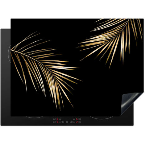 PROTEZIONE PER PIANO COTTURA A INDUZIONE Foglie - Piante - Oro - Nero - Lusso 71x52