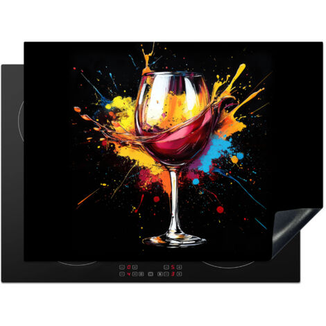 PROTEZIONE PER PIANO COTTURA A INDUZIONE Vino - Bicchiere - Graffiti - Bevanda - Rosso - Vernice 70x52