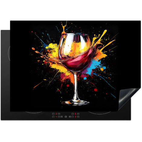 PROTEZIONE PER PIANO COTTURA A INDUZIONE Vino - Bicchiere - Graffiti - Bevanda - Rosso - Vernice 75x52
