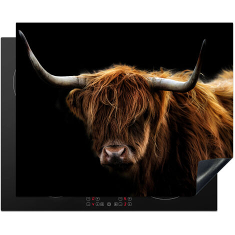 PROTEZIONE PER PIANO COTTURA A INDUZIONE Highlander scozzese - Corna - Nero - Animali - Natura - Selvaggio - Mucca 65x52 (1/5)