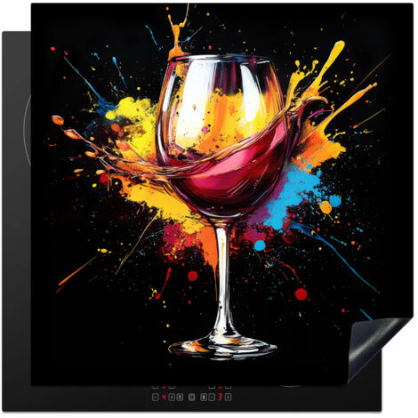 PROTEZIONE PER PIANO COTTURA A INDUZIONE Vino - Bicchiere - Graffiti - Bevanda - Rosso - Vernice 78x78