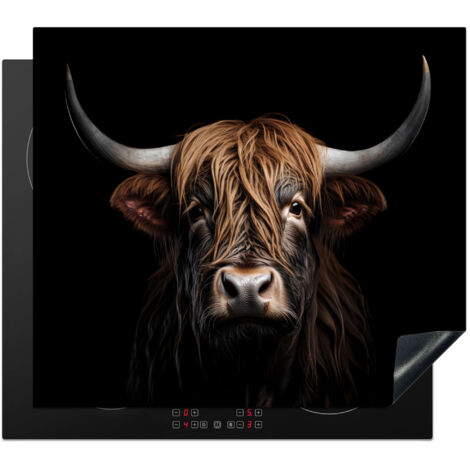 PROTEZIONE PER PIANO COTTURA A INDUZIONE Highlander scozzese - Ritratto - Nero - Animale 59x52 (1/5)