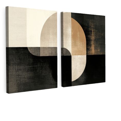 QUADRO SU TELA Set di 2 Forme - Astratte - Oro 100x70 cm
