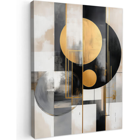 QUADRO SU TELA Astratto - Oro - Argento - Forme - Estetico - Moderno 30x40 cm