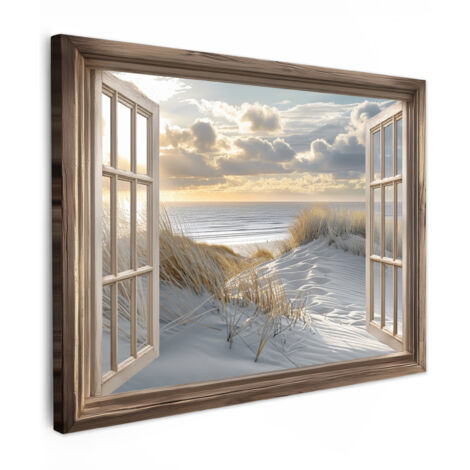 QUADRO SU TELA vista - Spiaggia - Dune - Mare - Natura 80x60 cm