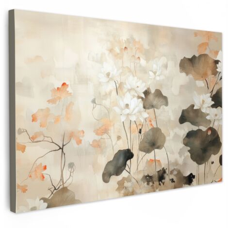 QUADRO SU TELA Fiori - Japandi - Wabi sabi 140x90 cm