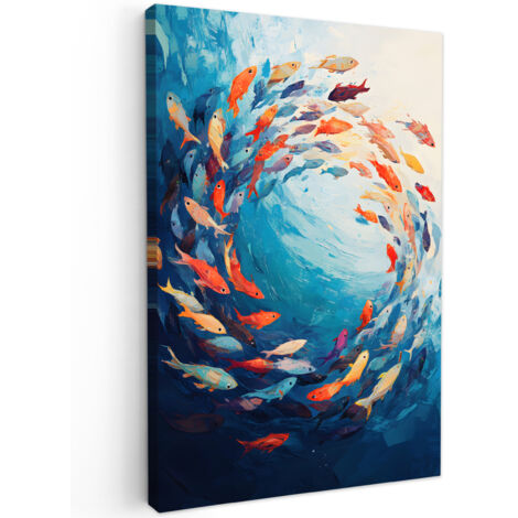 QUADRO SU TELA Mare - Pesce - Colorato - Dinamico 40x60 cm