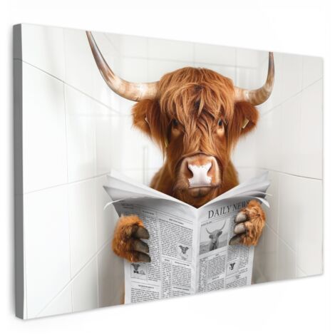 QUADRO SU TELA Highlander scozzese - Animale - Giornale - Toilette 30x20 cm (1/4)