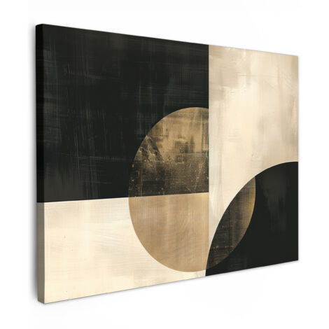QUADRO SU TELA Astratto - Forme geometriche - Nero - Oro 80x60 cm