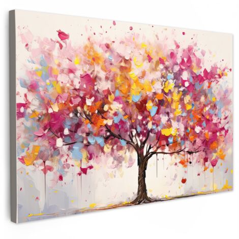 QUADRO SU TELA Acquerello - Albero - Arte - Astratto 90x60 cm