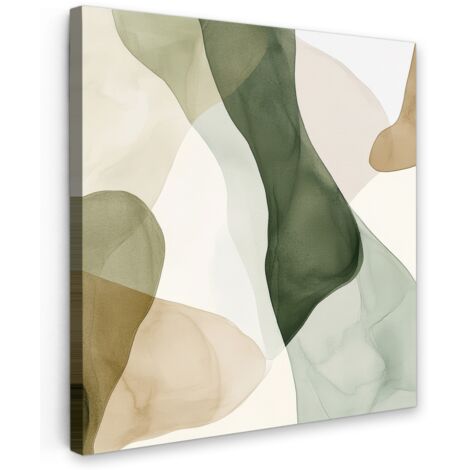 QUADRO SU TELA Japandi - Astratto - Verde 90x90 cm