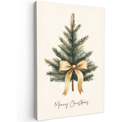QUADRO SU TELA Albero di Natale - Natale - Buon Natale - Beige 80x120 cm