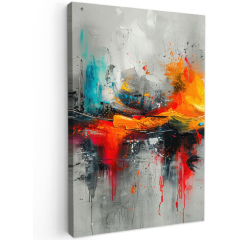 QUADRO SU TELA Arte moderna - Arancione - Grigio - Astratto 60x90 cm