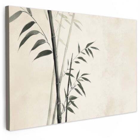 QUADRO SU TELA Japandi - Bambù - Beige 140x90 cm