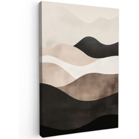 QUADRO SU TELA Astratto - Paesaggio - Onde - Colore crema 60x90 cm