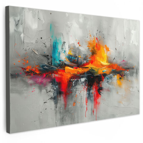 QUADRO SU TELA Arte moderna - Arancione - Grigio - Astratto 120x80 cm