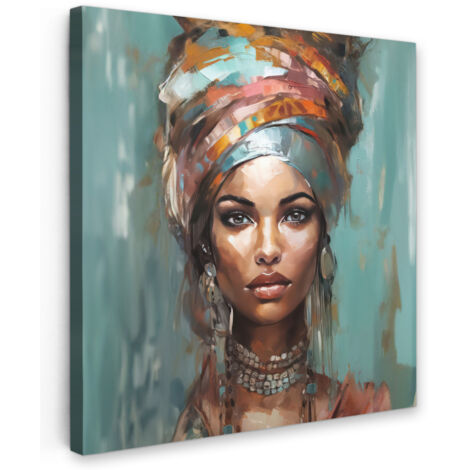 QUADRO SU TELA Donna - Arte - Gioielli - Ritratto 20x20 cm