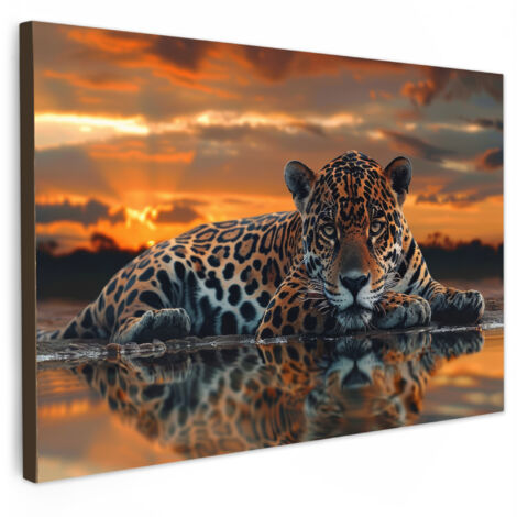 QUADRO SU TELA Natura - Leopardo - Animale - Tramonto - Moderno 30x20 cm