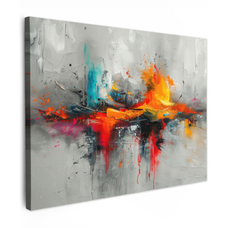 QUADRO SU TELA Arte moderna - Arancione - Grigio - Astratto 80x60 cm