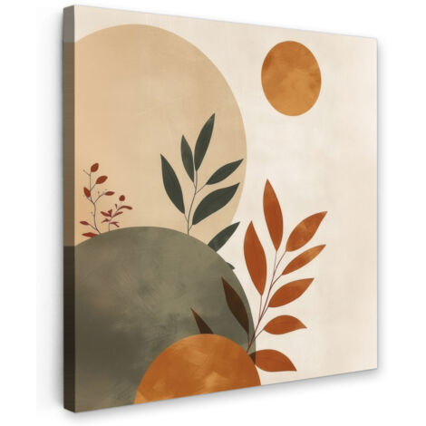 QUADRO SU TELA Forme - Rotonde - Foglie - Beige 20x20 cm