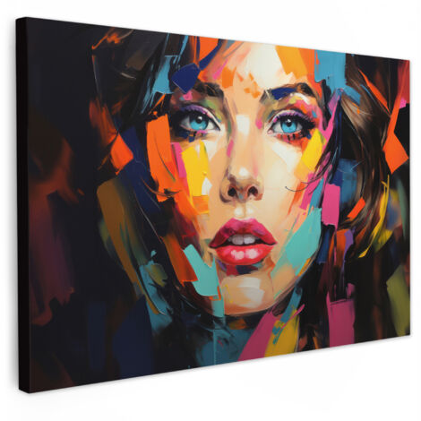 QUADRO SU TELA Donna - Ritratto - Colorato - Arte 90x60 cm