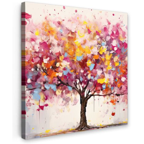 QUADRO SU TELA Acquerello - Albero - Arte - Astratto 20x20 cm