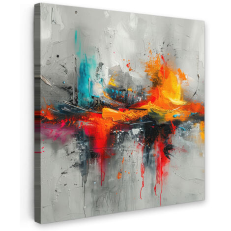 QUADRO SU TELA Arte moderna - Arancione - Grigio - Astratto 50x50 cm (1/5)