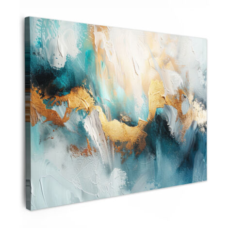 QUADRO SU TELA Astratto - Arte - Oro - Blu 80x60 cm