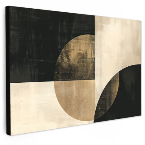 QUADRO SU TELA Astratto - Forme geometriche - Nero - Oro 140x90 cm
