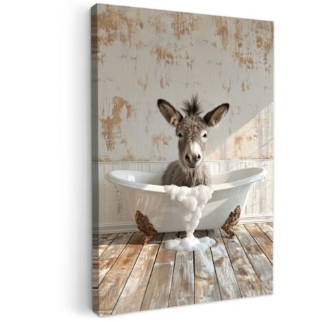QUADRO SU TELA Asino - Animali - Vasca da bagno - Schiuma 20x30 cm (1/4)