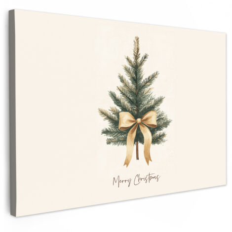 QUADRO SU TELA Albero di Natale - Natale - Buon Natale - Beige 150x100 cm