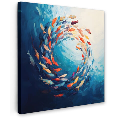QUADRO SU TELA Mare - Pesce - Colorato - Dinamico 20x20 cm (1/5)